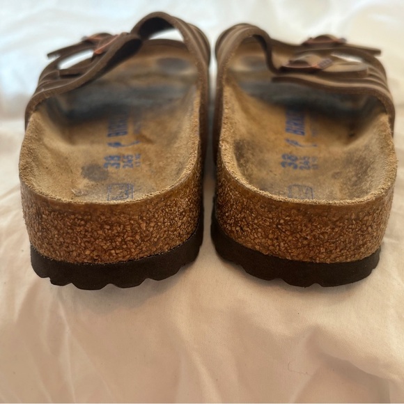 Birkenstock Granada Tan Brown Leather Suede Strappy Slide Sandals 38 7 7.5 - Picture 4 of 8